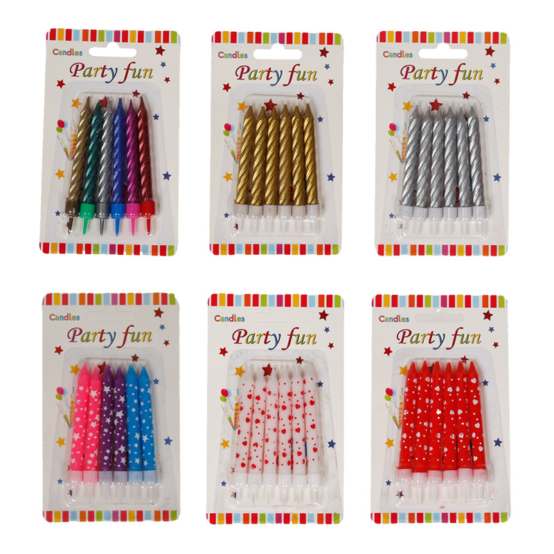 Fábrica al por mayor vela de cumpleaños impresión chapado en oro lápiz sin humo pastel fiesta vela Venta caliente