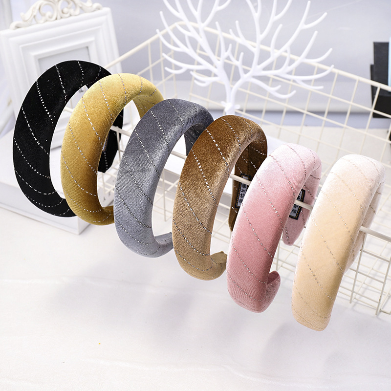 Models Sponge Headband Autumn And Winter Models Solid Color Velvet Head Buckle Wholesale display picture 14