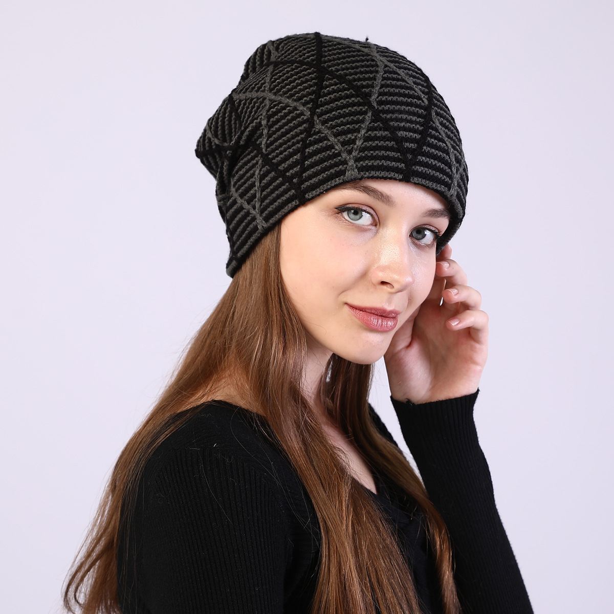 Knitted Beanie Hat For Autumn And Winter Warm Ear Protection_voghion.com