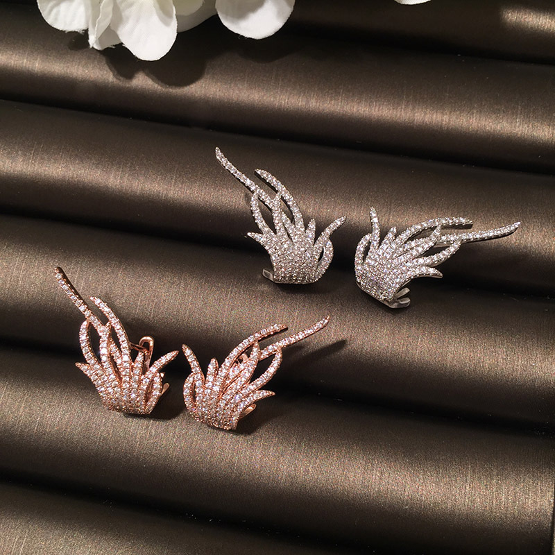 Earring Creative Curve Design Wings Ear Buckle Temperament Earrings Micro Inlay display picture 8