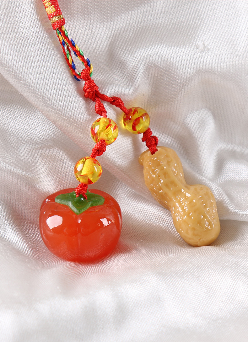 Factory Wholesale Resin Persimmon Pendant, Good Things Happen, Everything Goes Well, Creative Ornament Keychain