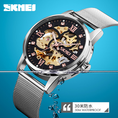 时刻美品牌男士防水机械表时尚学生网带齿轮自动机械腕表厂家批发