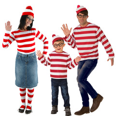 聰明的沃里 Where's Wally 英國動漫人物cosplay服 萬聖節親子裝
