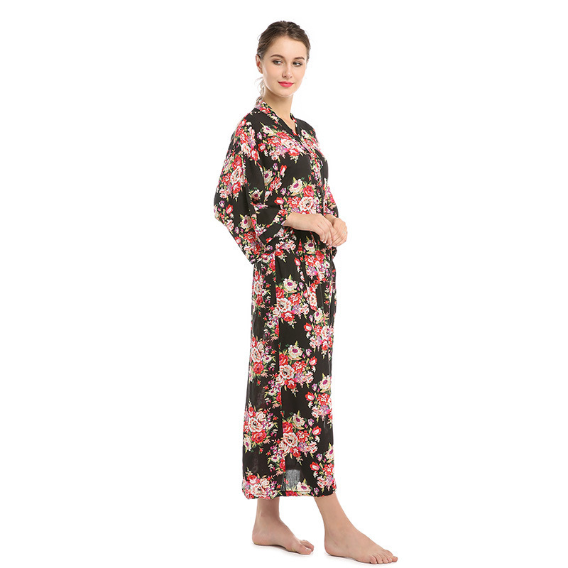Cross-border AliExpress Hot Selling Cotton Printed Super Long Bride Bridesmaid Pajamas Comfortable Home