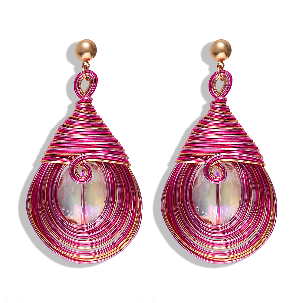 Alloy Gem Drop Earrings Wrap Braided Earrings Accessories display picture 5