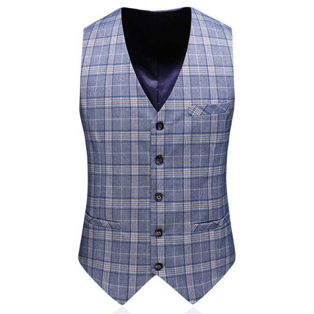 European and American professional suit three piece suit with plaid pattern