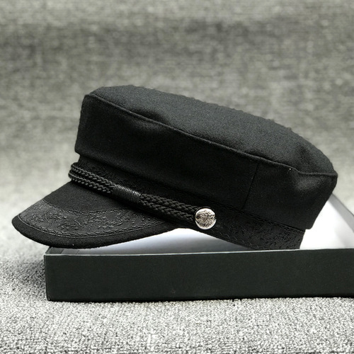 Beanie winter hats versatile fashion tassel octagonal hats wool felt berets flat hats women trendy