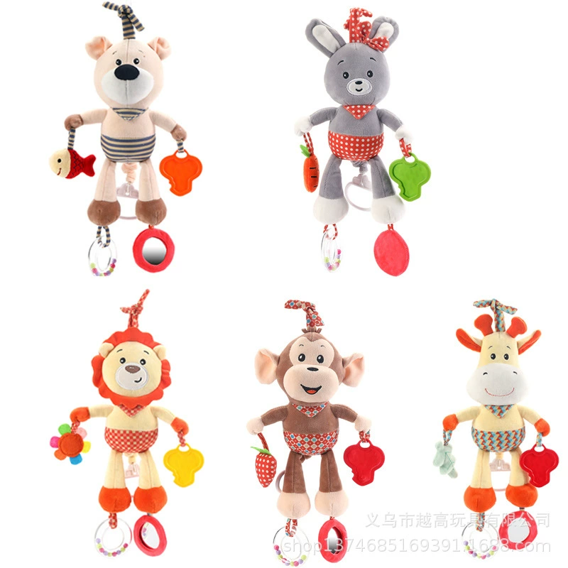 Детские погремушки животных Игрушка музыкальный колокольчик детская рука Зажимная кукла кровать прицеп колокол