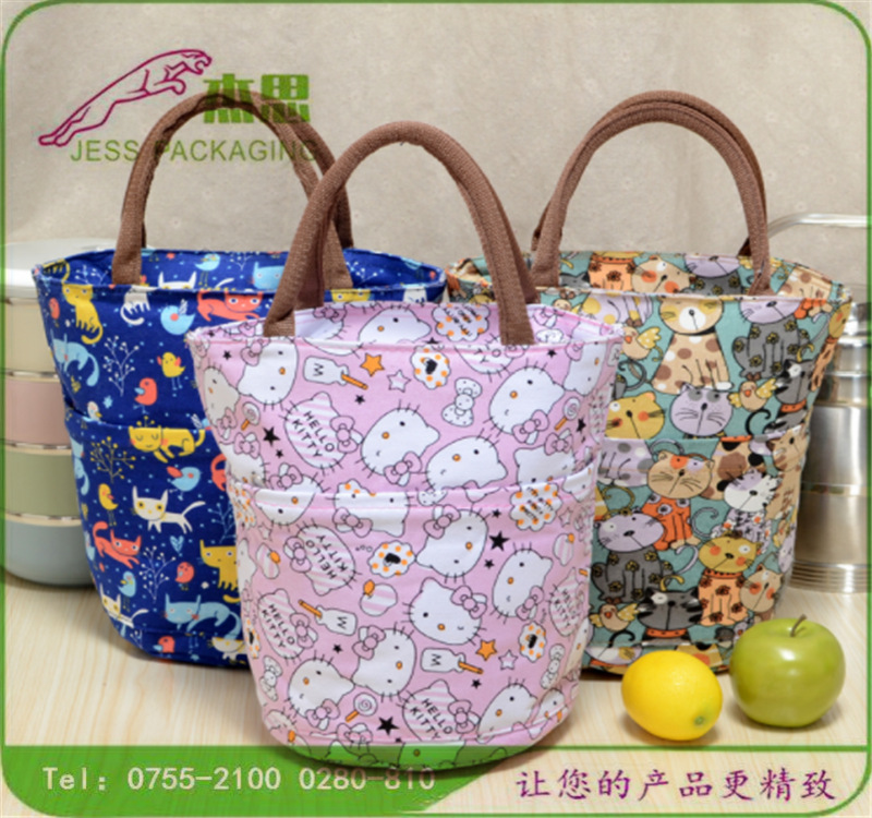 设计新款棉布手提饭盒收纳包单肩包大容量保温包量大从优