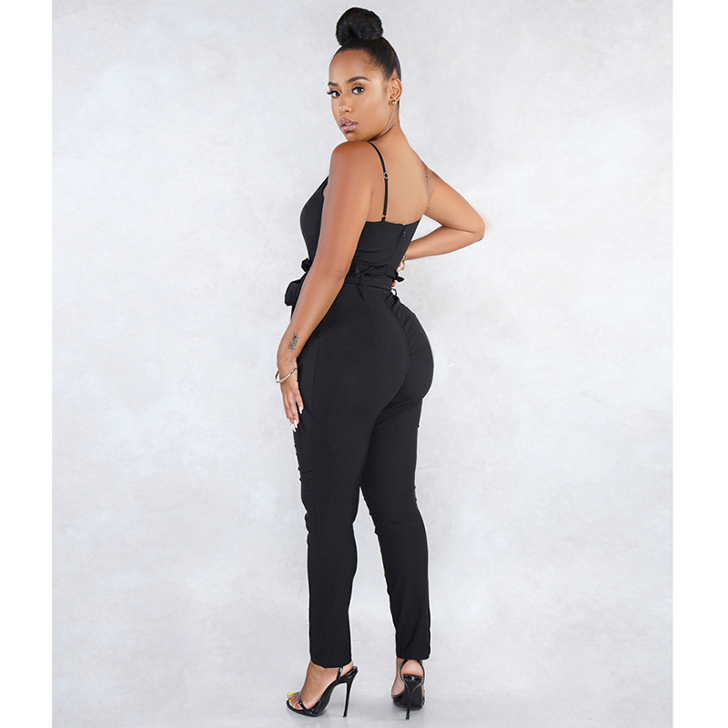 solid color slim backless slip jumpsuit NSMRF125187