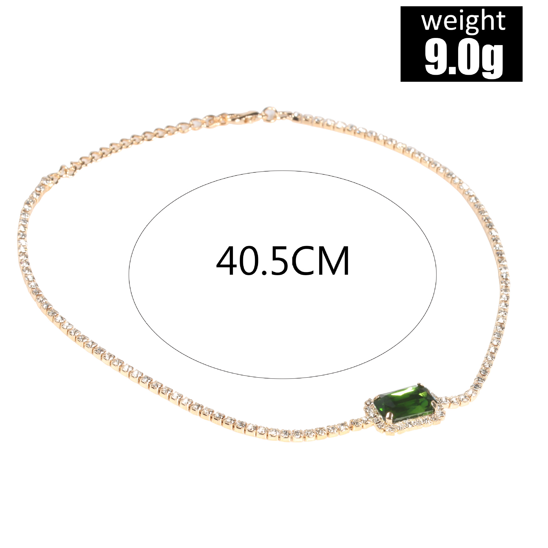 Cross-border New Fashion Ethnic Gold-plated Rhinestones All-match Square Geometric Zircon Necklace display picture 7