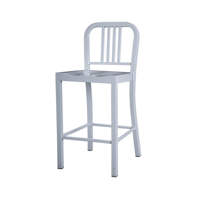 American restaurant industrial style navy chair European simple dining chair bar iron chair iron leather chair bar stool
