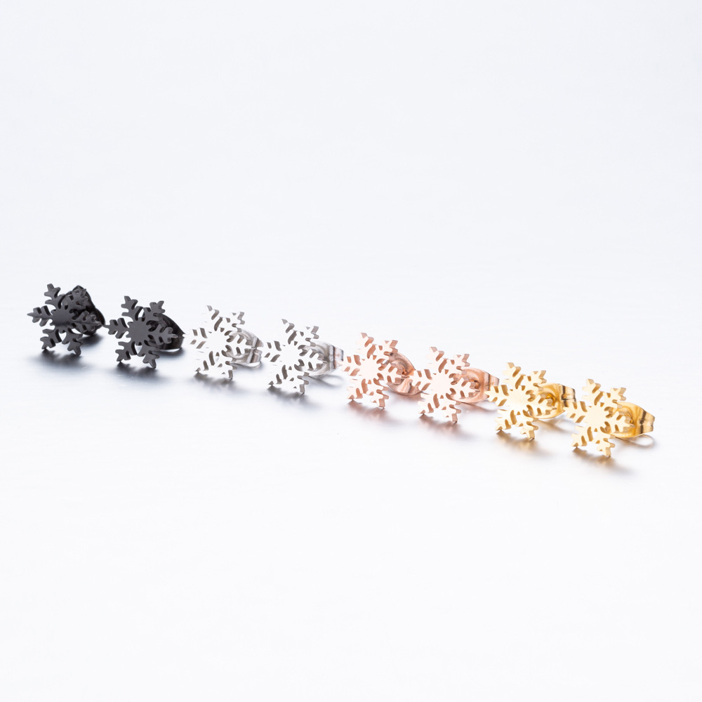 Women's Simple Style Animal Snowflake Stainless Steel No Inlaid Ear Studs Stainless Steel Earrings display picture 2