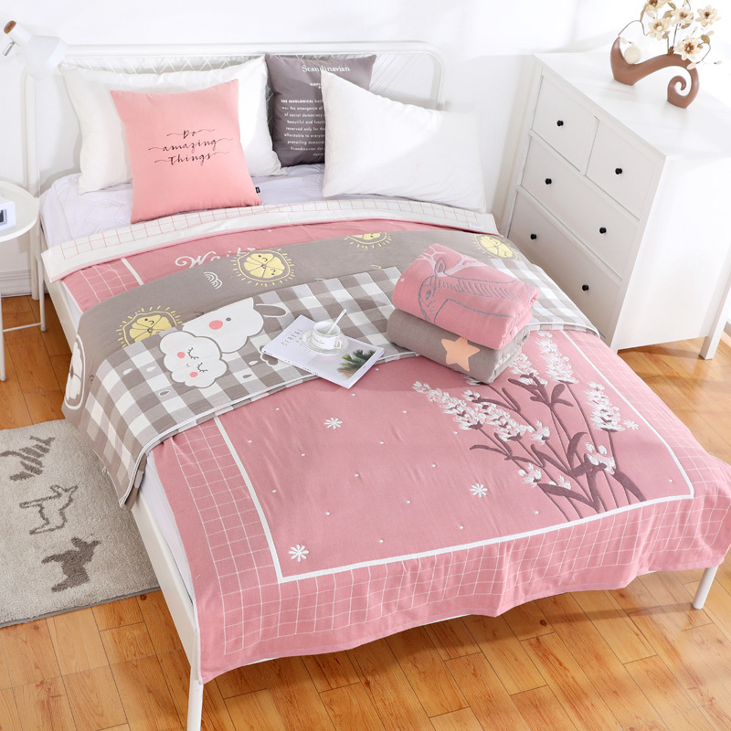 紗布毛巾被 5層AB紗單雙人純棉紗布蓋被成人紗布毛巾被可鋪床單