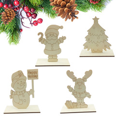 Christmas Decorations Children Painting White Embryo DIY Wooden Board Wooden Insert Santa Claus Desktop Decoration Wholesale 