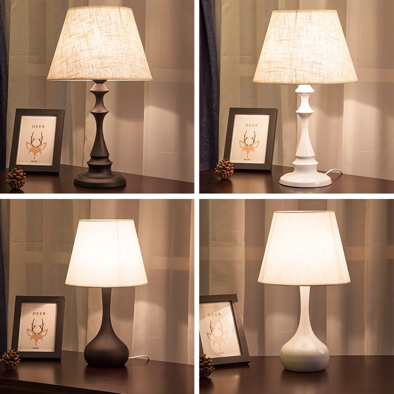 欧式卧室床头书桌装修台灯 酒店简约温馨时尚铁艺烤漆LED遥控台灯|ms