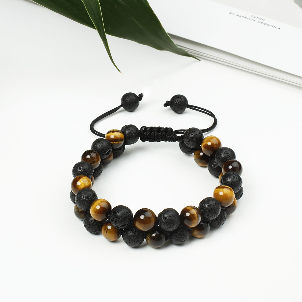 Holiday Occasion Vintage Style Color Block Volcanic Rock Agate Tiger Eye Unisex Bracelets