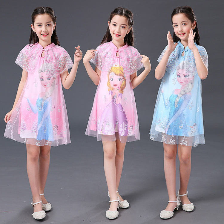 summer new pattern Girls dress Snow Romance Princess Dress Aisha Sofia 61 children perform skirt
