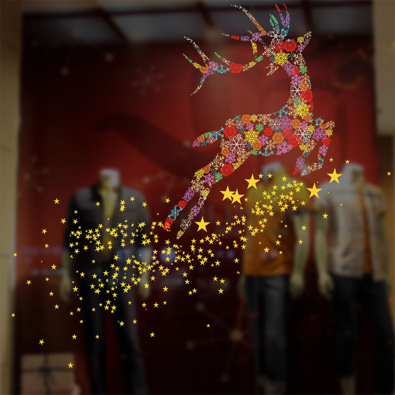 Décorations de Noël colorées, autocollants en film électrostatique sans trace, décalcomanies pour vitrines de magasin, autocollants pour verre de Noël_voghion.com
