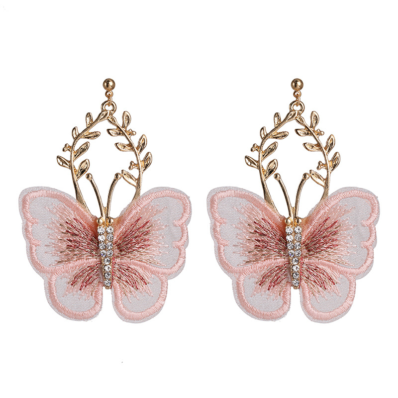 Fashion Pop Chiffon Lace Butterfly Diamond Earrings display picture 3