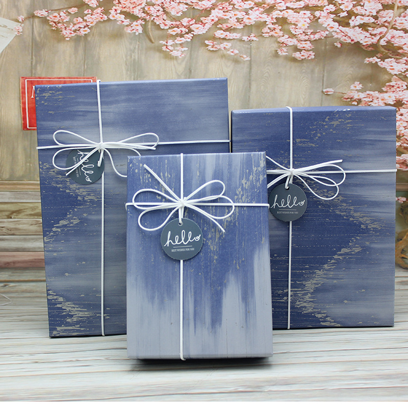 礼盒大号礼品盒韩版长方形礼物盒商务简约水墨黑色衣服包装盒