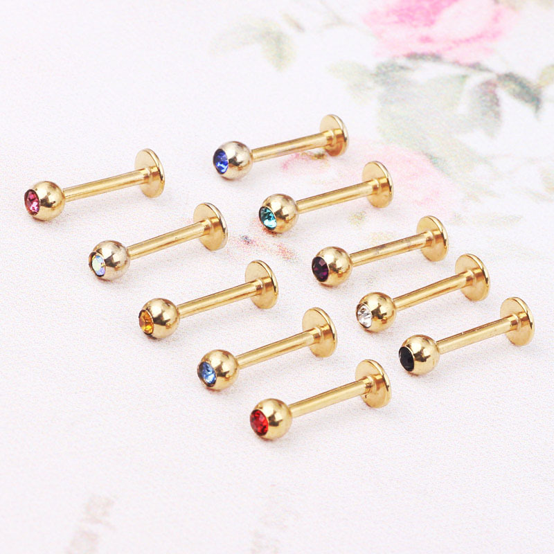 Fashion Solid Color Stainless Steel Inlay Artificial Diamond Ear Studs 1 Piece display picture 5