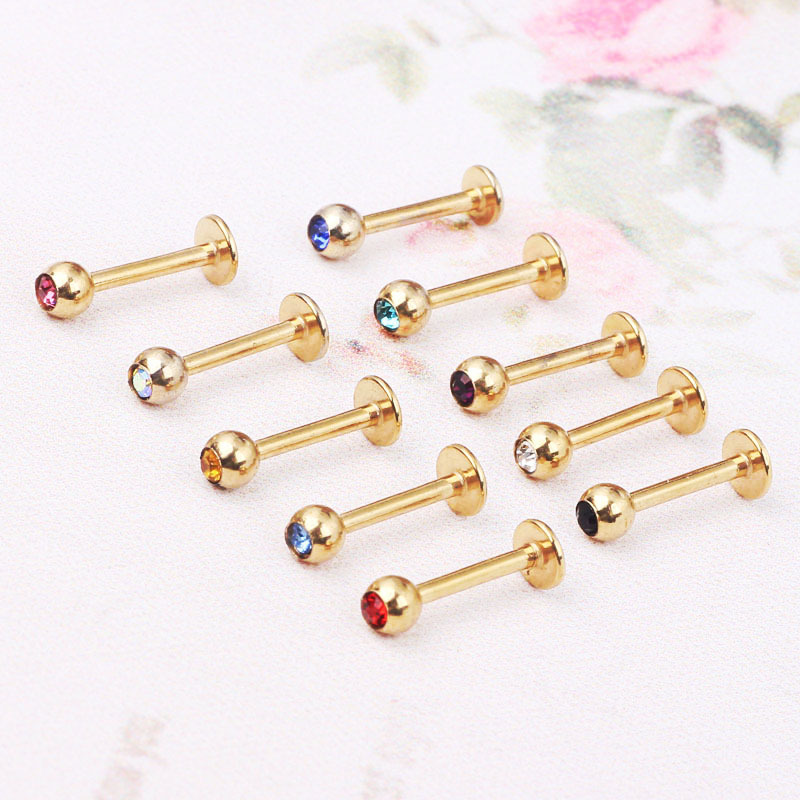 Fashion Solid Color Stainless Steel Inlay Artificial Diamond Ear Studs 1 Piece