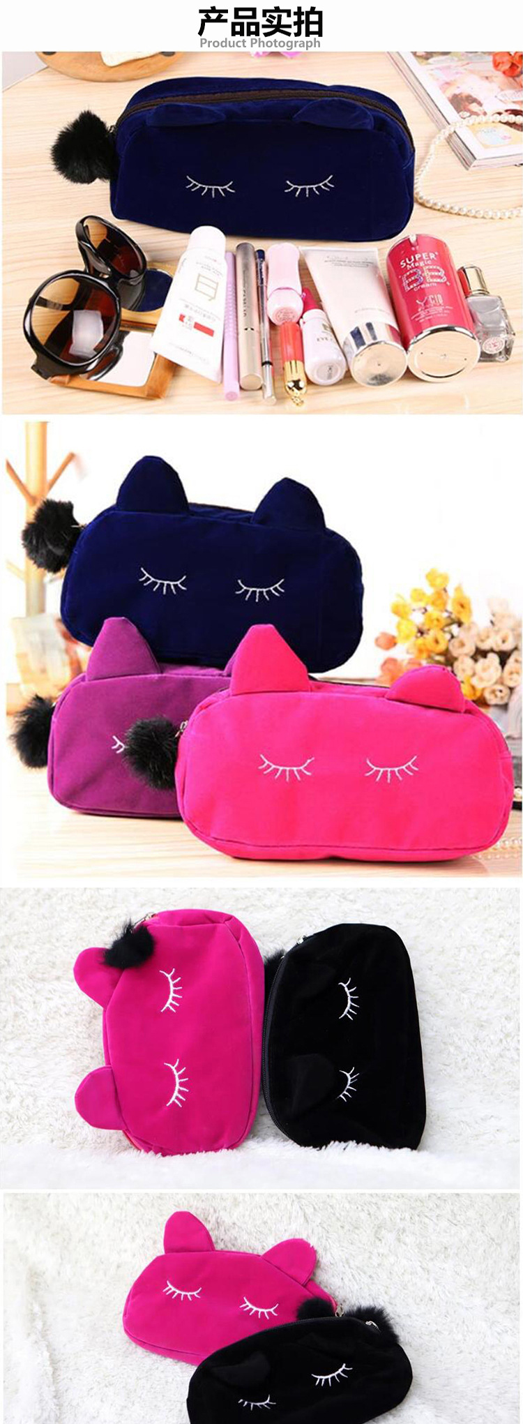 Korean Cute Cat Large Capacity Cosmetic Bag Korea Cute Clutch Bag Girl Coin Purse Student Storage Bag For Women display picture 2