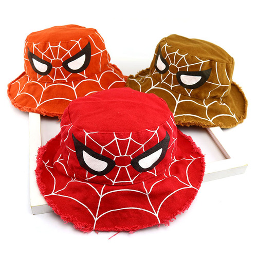 Cross-border supply European and American trendy animation cartoon children's basin hat foreign trade boy Spider-Man fisherman hat wholesale T920