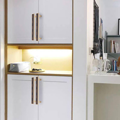 Light luxury wardrobe door handle thickened leather handle Nordic cabinet shoe cabinet K gold brown leather drawer handle