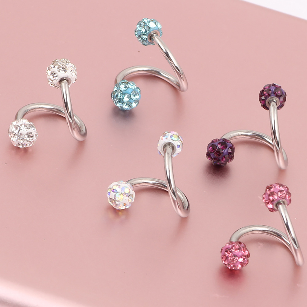 Full Drill Ball Titanium Steel Earrings Shambhala Broken Diamond Colored Diamond Ball Ear Bone Nail S Rod 3.5mm Ball CZ detail image 7