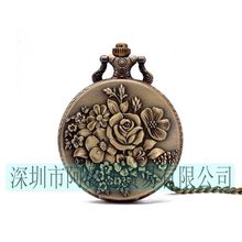 新款雕刻玫瑰花 山茶花田园风女士装饰怀表 pocket watch复古简约