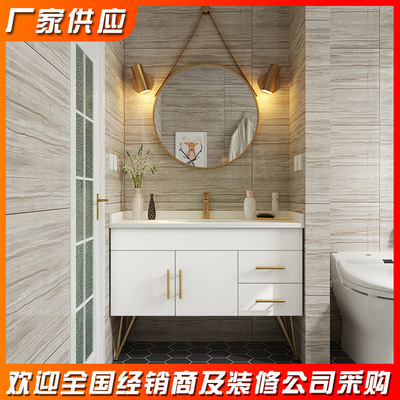 Northern Europe Light extravagance solid wood Bathroom cabinet modern Simplicity Wash one's face Vanity cabinet combination TOILET Wash and rinse mesa Basin