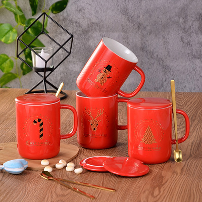 originality new pattern Christmas Ceramic cup With cover Mug customized Wedding celebration Hi Shop Souvenir  activity gift