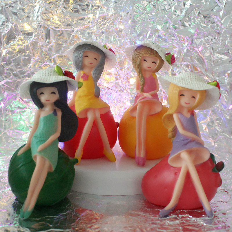 搪膠水果女孩蛋糕裝飾擺件西瓜草莓檸檬蘋果女孩派對裝飾少女女孩