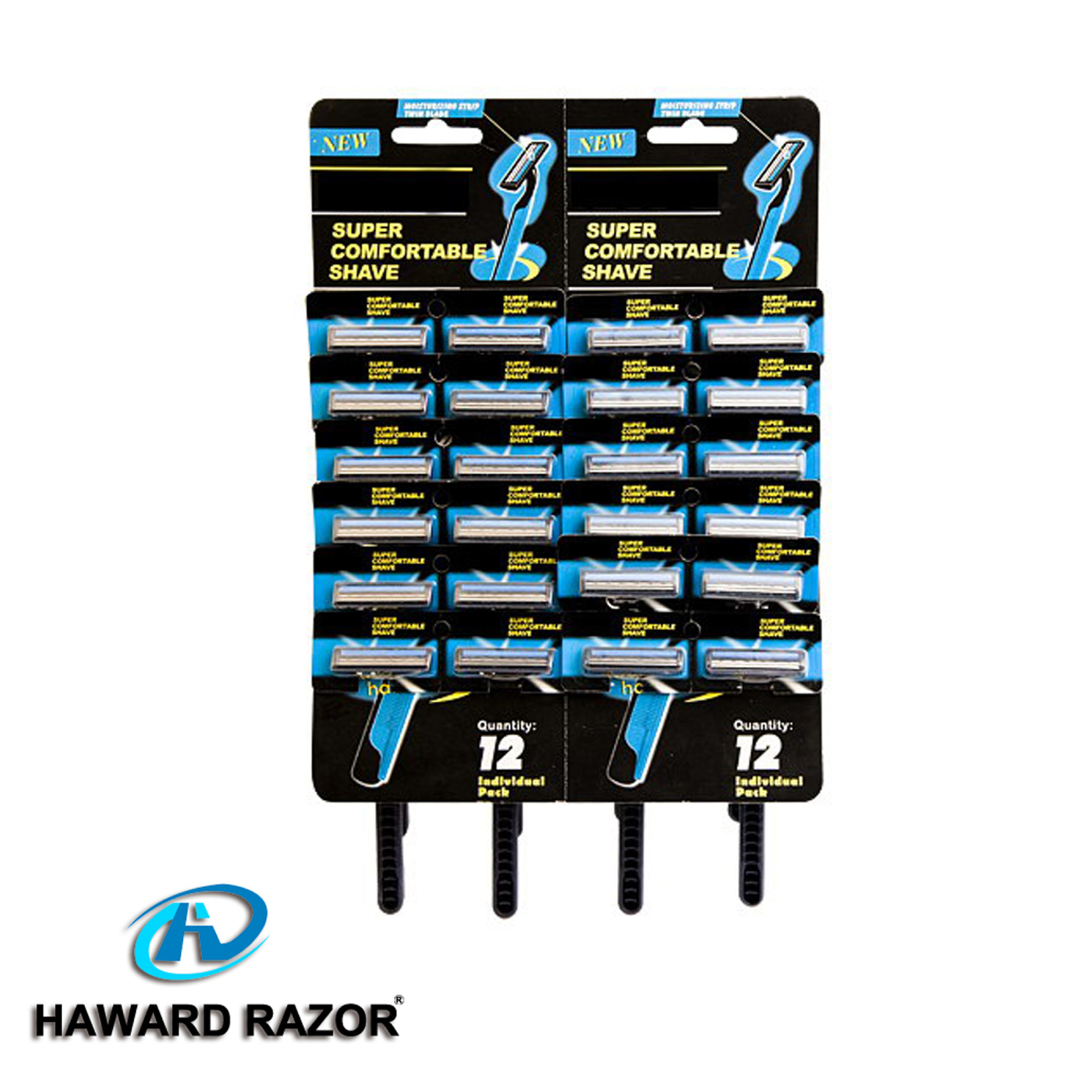 廠家批發(fā) 24把掛卡 超滑條雙層不銹鋼刀片一次性手動剃須刀刮胡刀