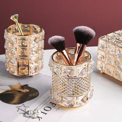 水晶化妝刷美甲工具收納盒少女閃耀玻璃擺件美妝刷子化妝品筆筒刷