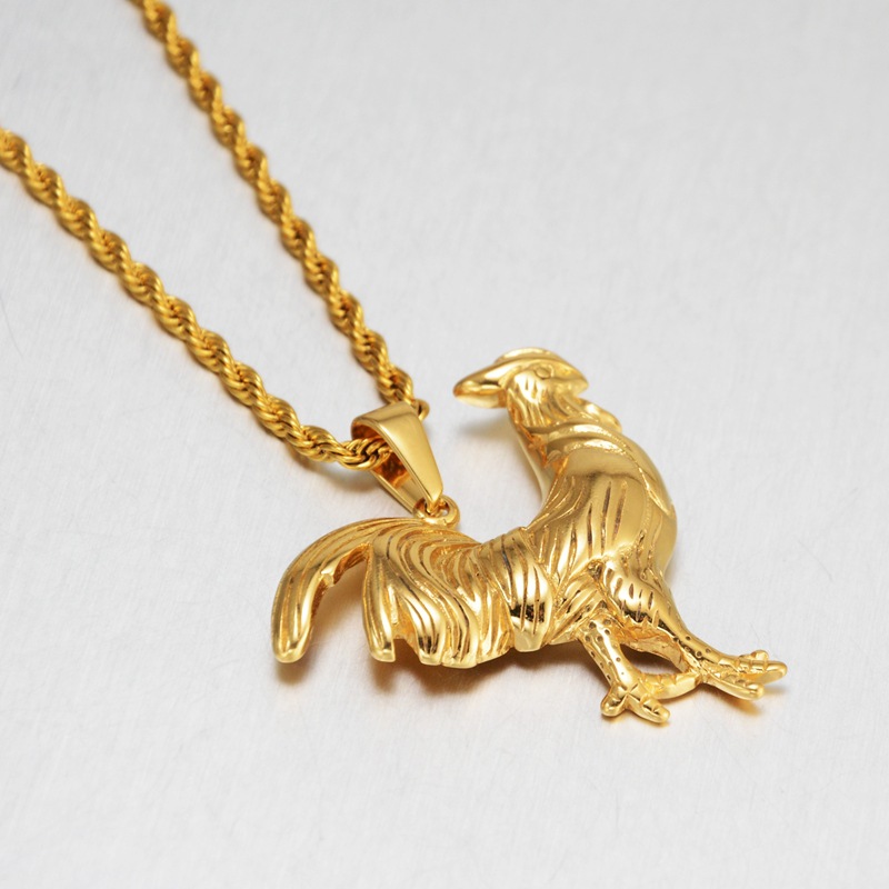 Titanium Steel Chain Material Hip-Hop Retro Cock Titanium Steel Men's Pendant Necklace