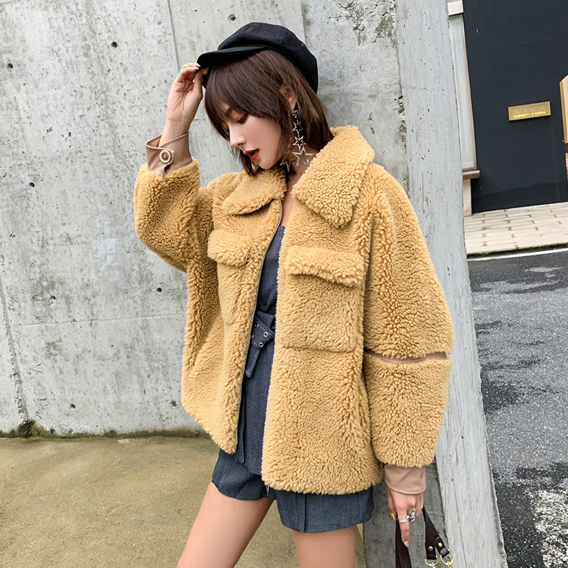 2019 new pattern grain Sheep velvet overcoat Fur one have cash less than that is registered in the accounts Suede Lambswool coat