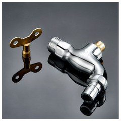 Lockable faucet outdoor all-copper 4-point anti-freeze copper electroplating anti-theft key washing machine tap switch