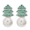 Fashionable zirconium for fencing from pearl, earrings, hypoallergenic silver needle, plant lamp, silver 925 sample, micro incrustation