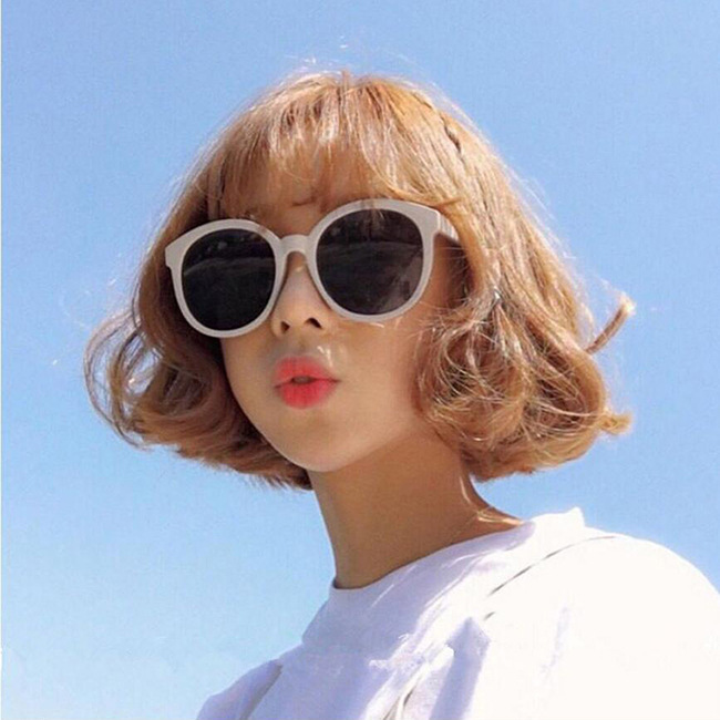 Korean-style Harajuku Sunglasses Women's Retro Round-frame Sunglasses Off-white Frame Face-fixing Jelly Powder Glasses