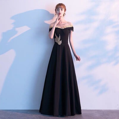 Evening Dresses cocktail party banquet dress vestido de banquete de cóctel Air queen black man party large evening dress dress