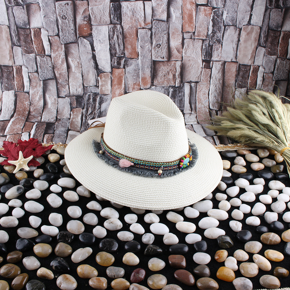 Sombrero de paja de mujer a juego de moda de verano nuevo sombrero de paja ajustable con protección solar en forma de campana sombrero de paja de viaje de playa