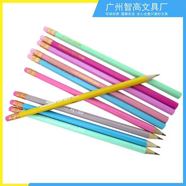 现货批发7.5寸圆杆 六角杆HB铅笔学生环保写字笔 丝印 烫印logo铅