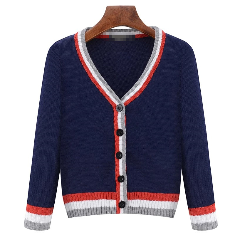 Procesamiento [Jin Yong] estilo preppy británico de los niños con cuello en V Chaqueta de punto a rayas chaqueta estudiante campus ropa