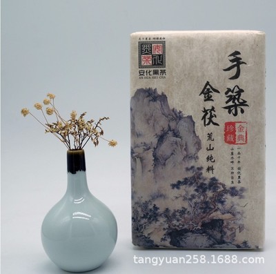 2016金花黑茶1kg湖南安化黑茶原叶手筑金花茯砖茶1000g黑茶