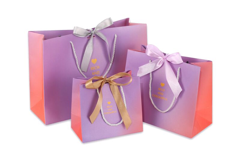 Purple Gradient packaging bag gradient gift bag clothing store handbag paper bag printed logo gift bag
