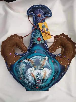 内蒙古皮囊750毫升真皮皮囊双马头皮囊6图案可选|ru