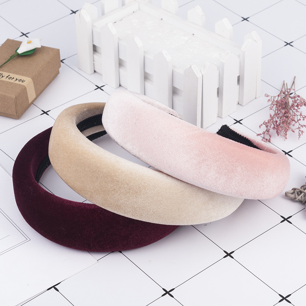 欧美ins跨境海绵发箍欧美绒布加厚头扣 简约新款头箍发饰头饰品|ms